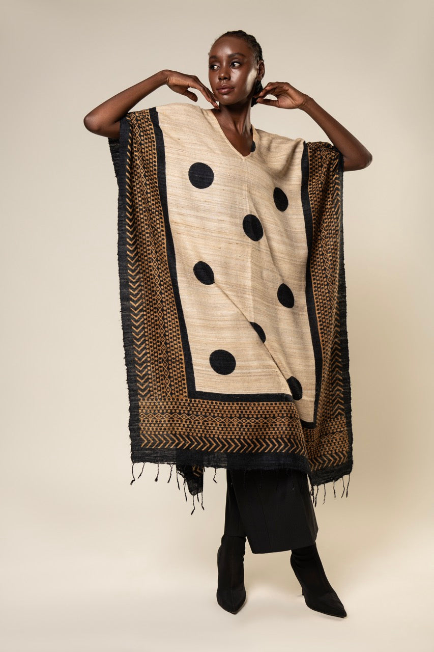 Black hole Tussar Peace Silk 3 in 1 Cape