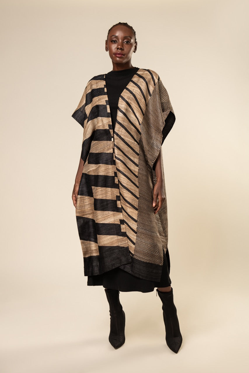 'Herringbone' Tussar Peace Silk 4 in 1 Cape