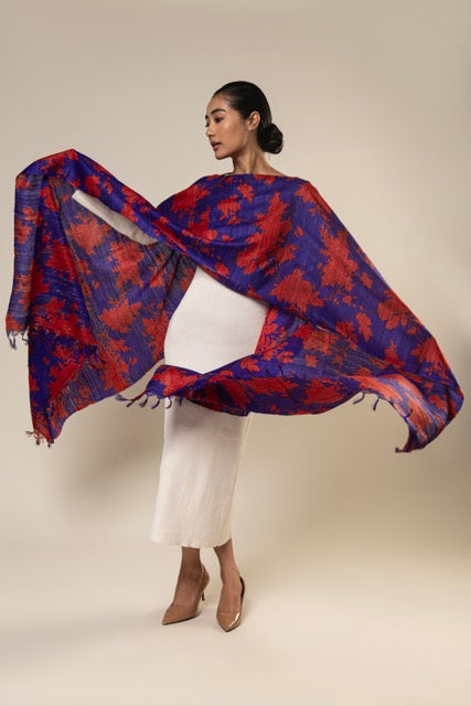 Amethyst Tussar Peace Silk 3 in 1 Cape