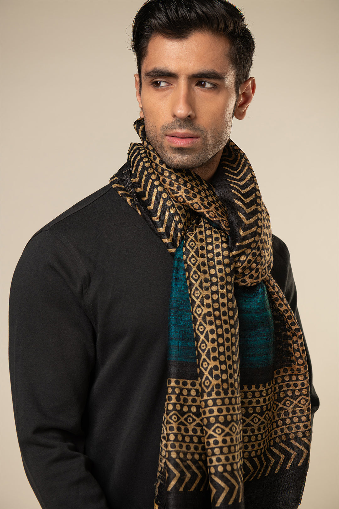 Navy Zebra Peace Silk scarf – Aeshaane by Neesha Amrish