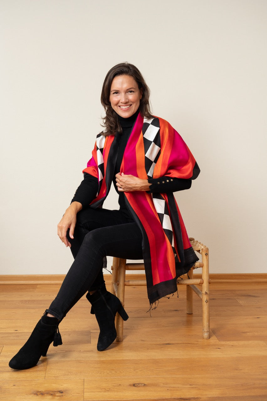 Black Diamond Peace Silk Scarf