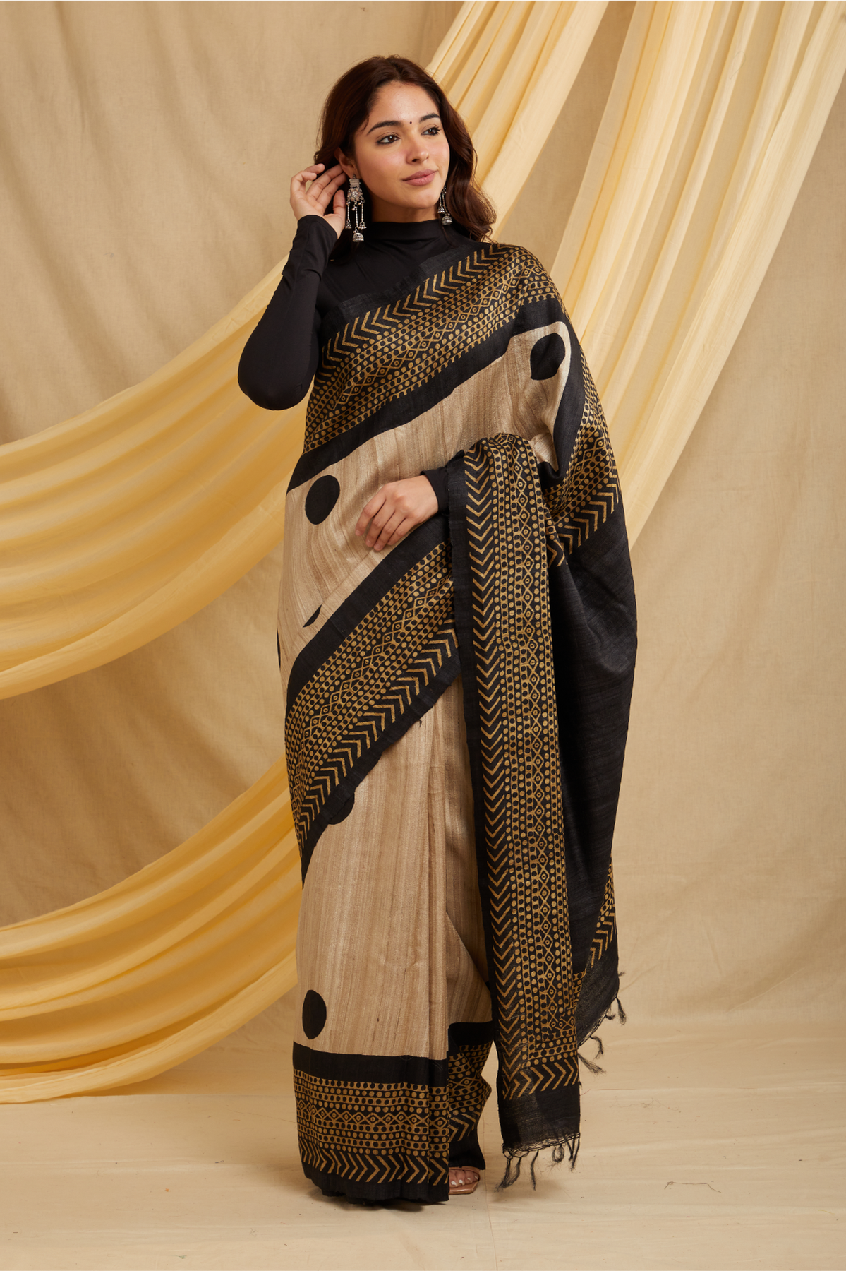 Black Hole Ahimsa Silk Saree