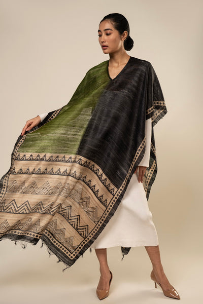 Ikat Tussar Peace Silk 3 in 1 Cape - Aeshaane by Neesha Amrish