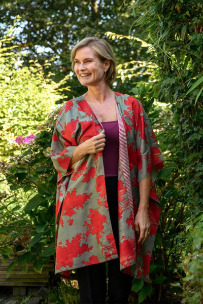 Poppy Eri Peace silk Kimono - Aeshaane by Neesha Amrish