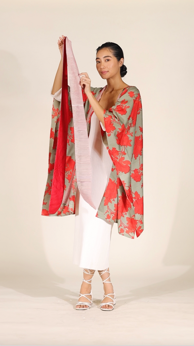 Poppy Eri Peace silk Kimono - Aeshaane by Neesha Amrish
