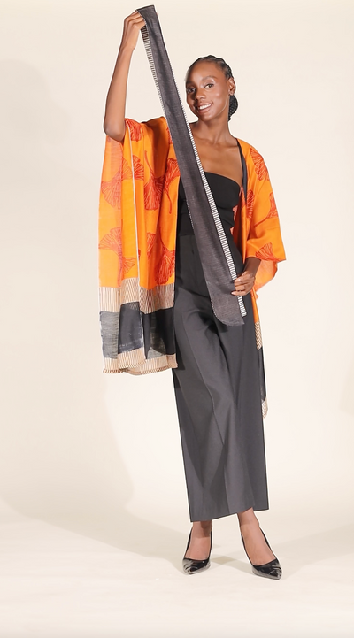 The 'Ginkgo Leaf' Kimono - Aeshaane by Neesha Amrish