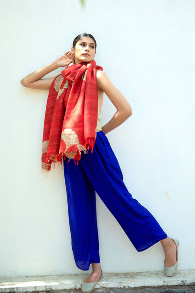 The 'Icho' Large Tussar Silk Shawl - Aeshaane