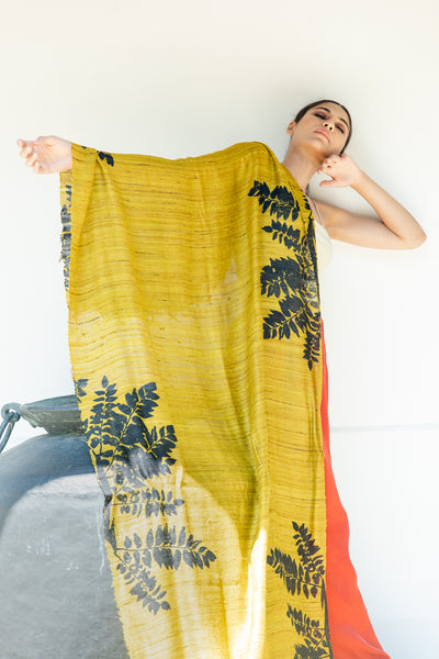 The 'Bada Patta' Large Tussar Silk Shawl - Aeshaane