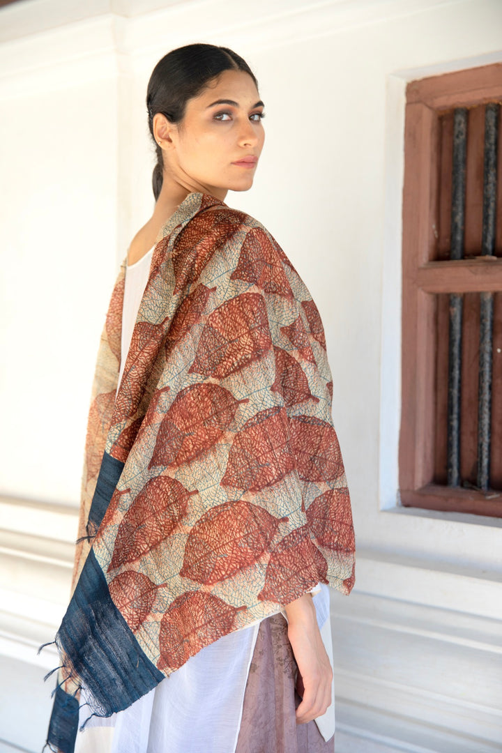 The 'Photosynthesis' Tussar Silk Scarf – Aeshaane by Neesha Amrish
