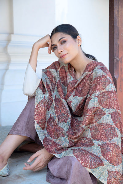 The 'Photosynthesis' Tussar Silk Scarf - Aeshaane
