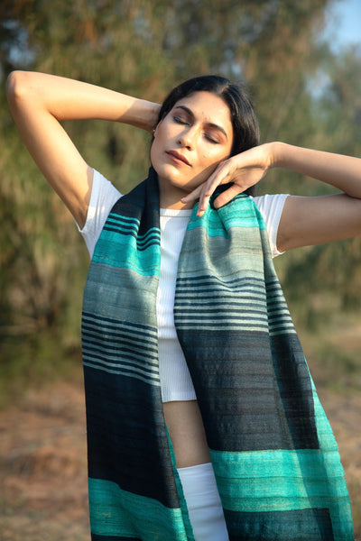 The 'Ombre' Tussar Silk Scarf - Aeshaane