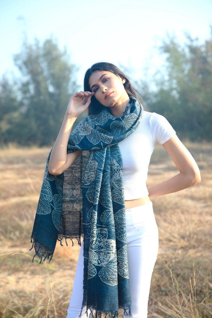 The 'Lotus leaf' Tussar Silk Scarf